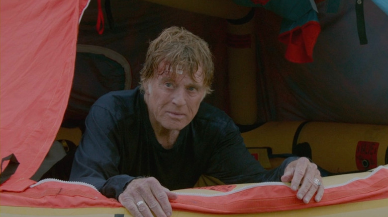 Robert Redford's character on a life raft in All is Lost