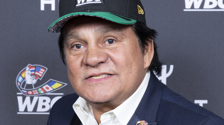 Roberto Duran wearing a hat