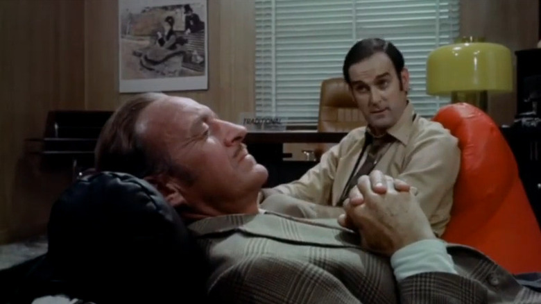 Alex is psychoanalyzed by his friend Harry in "The Statue" (1971)