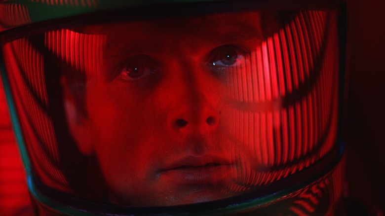Dr. David Bowman looking out through his space helmet in "2001: A Space Odyssey"