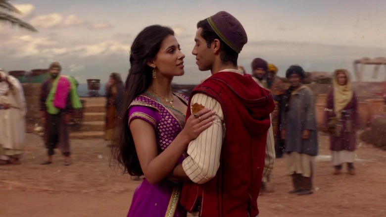 Aladdin and Jasmine embrace in Aladdin