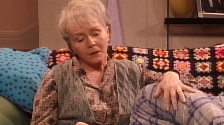 Debbie Reynolds on the couch