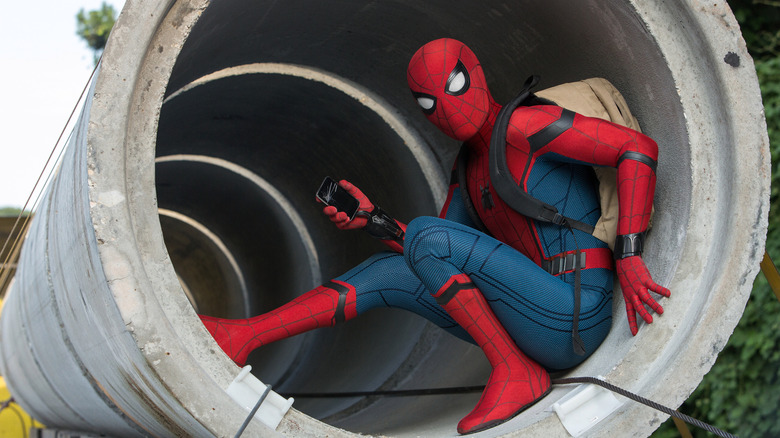 Spider-Man hiding