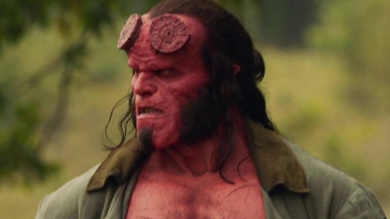 David Harbour as Hellboy talking