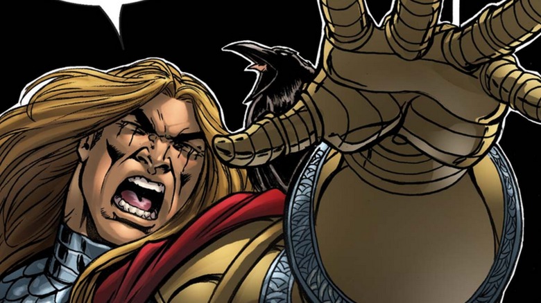 Eyeless Thor extending his left hand