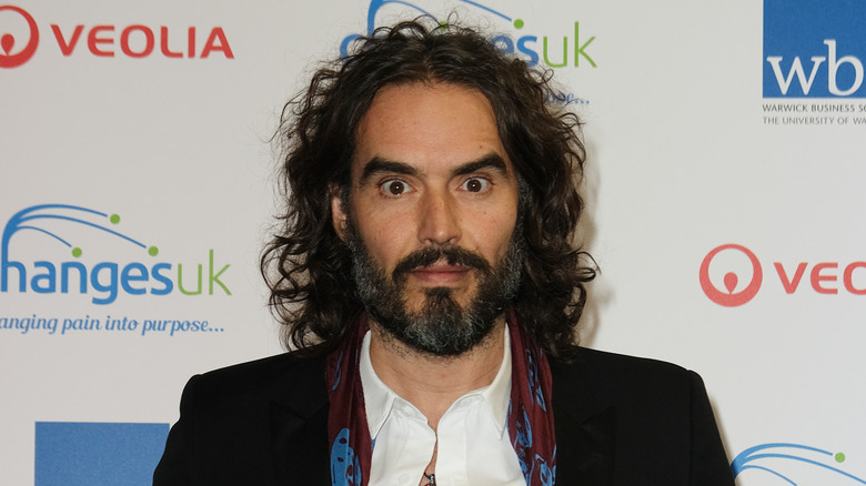 Russell Brand at a press event