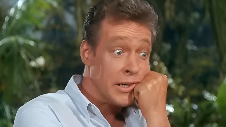 The Professor staring with bewildered expression on Gilligan's Island