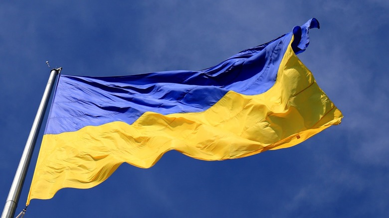 Ukrainian flag in wind