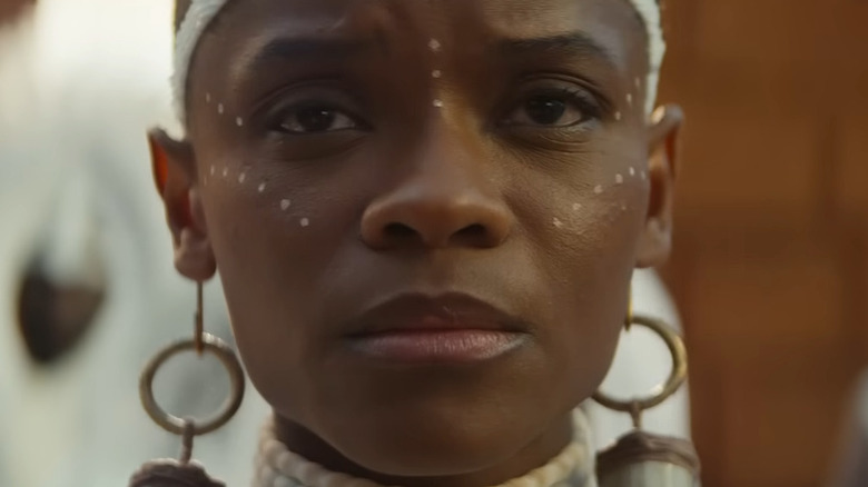 Shuri looking solemn in Black Panther: Wakanda Forever