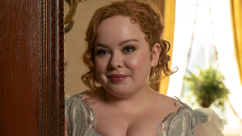 Penelope standing in a doorway in "Bridgerton" (2020-present)