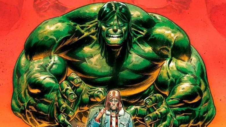 The Hulk overshadowing Dr. Bruce Banner in 
