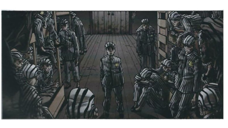 Max Eisenhardt inside a barracks in a concentration camp in "X-Men: Magneto Testament" #1