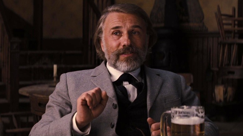 Christoph Waltz's Dr. King Schultz gesturing in Django Unchained