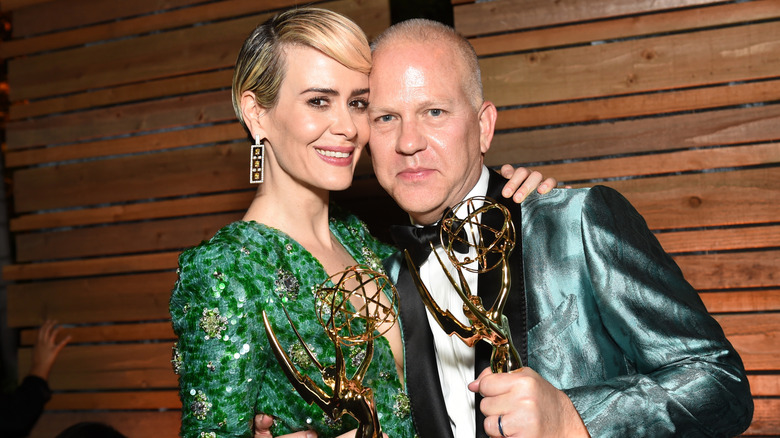 sarah paulson ryan murphy posing emmys