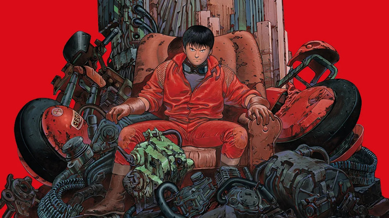 Kaneda sitting atop pile of rubbish in "Akira"