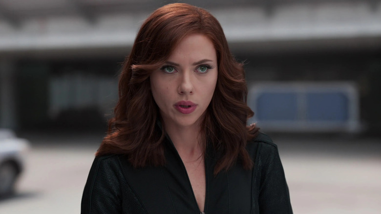 Natasha Romanoff looking serious
