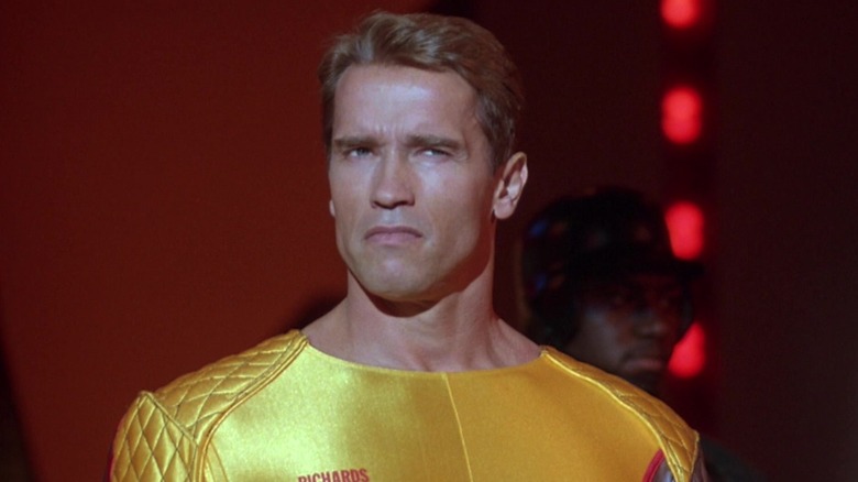 Ben Richards suited up and looking grim in "The Running Man" (1987)