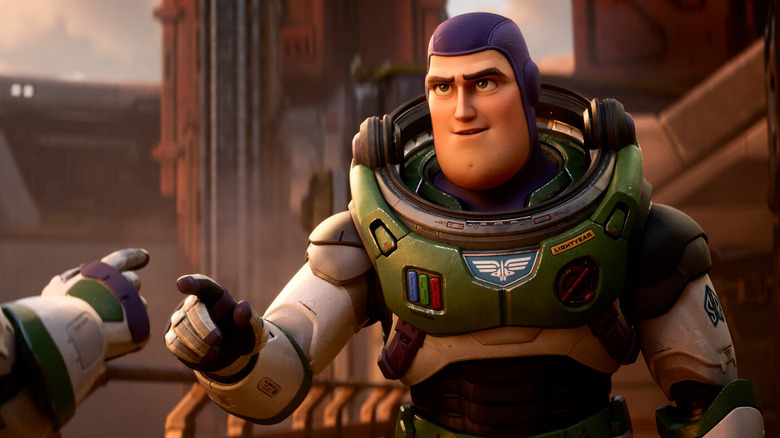 Buzz reaches out to an unseen astronaut in "Lightyear"