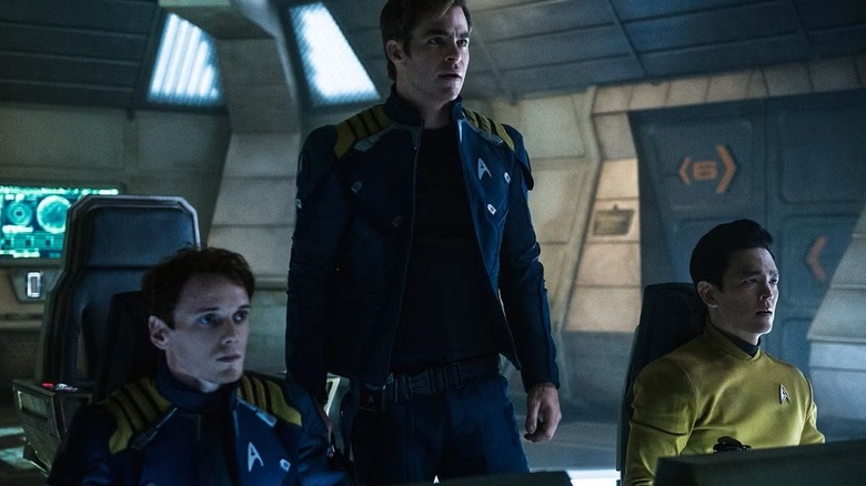 Chekov, Kirk, and Sulu on the bridge in "Star Trek Beyond"