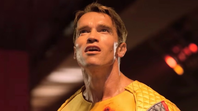 Ben Richards looking up defiantly in The Running Man