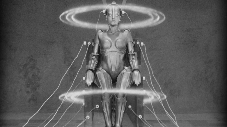The Machine Human hooked up from a chair in Metropolis