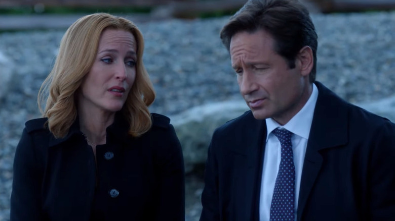 Dana Scully speaking to Fox Mulder in The X-Files