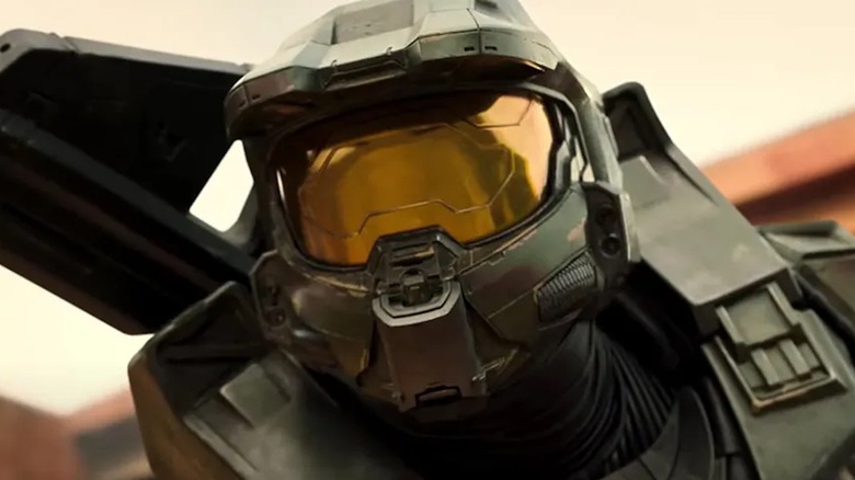 A closeup of Master Chief in Halo