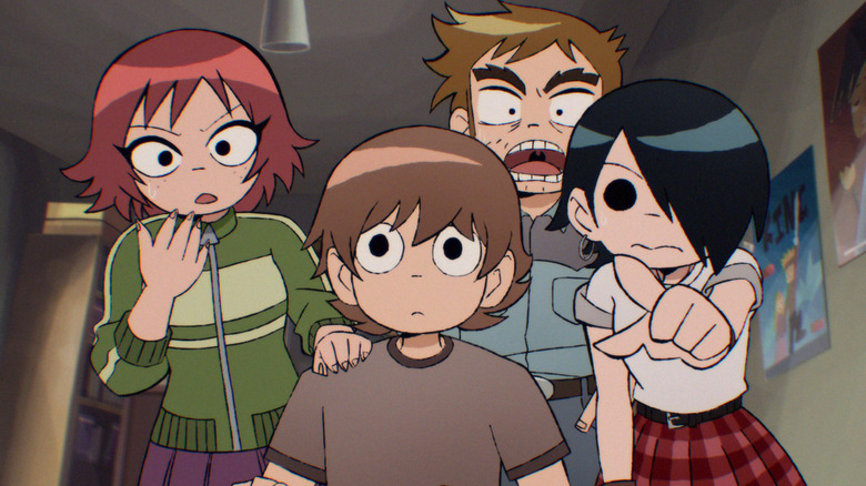Kim, Neil, Stephen, and Knives staring