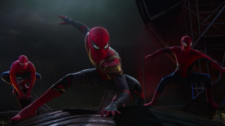 All three Spider-Mans posing