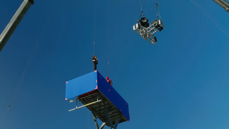 Zendaya performing Spider-Man stunt