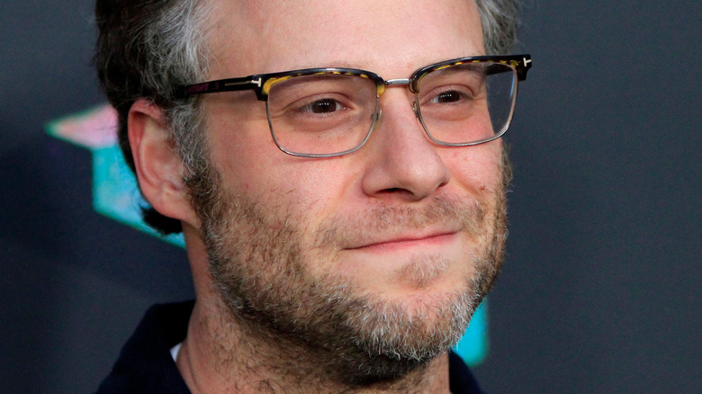 Seth Rogen smiling on red carpet