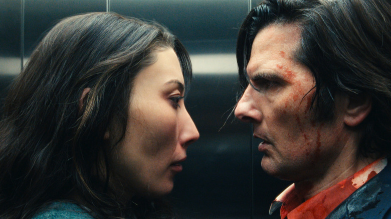 Gemma and Mark in the elevator on Severance