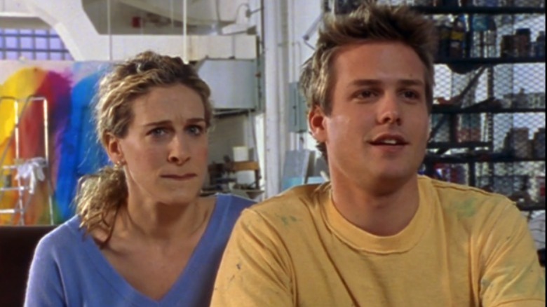 Gabriel Macht and Sarah Jessica Parker speaking