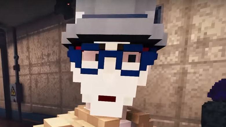 voxel character with glasses