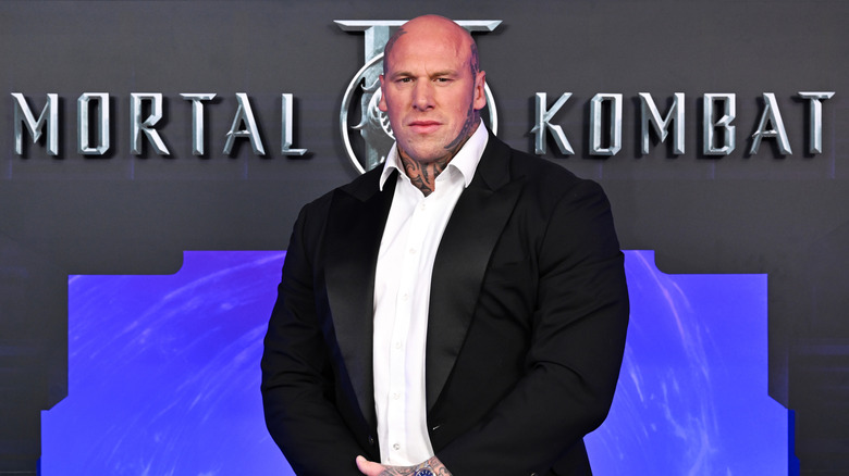 Martyn Ford posing at the Mortal Kombat 2 premiere