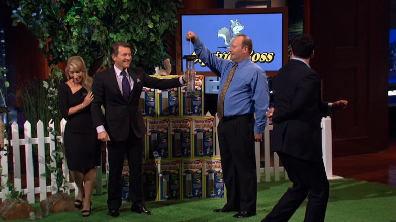 Robert Herjavec testing out the Squirrel Boss on Shark Tank
