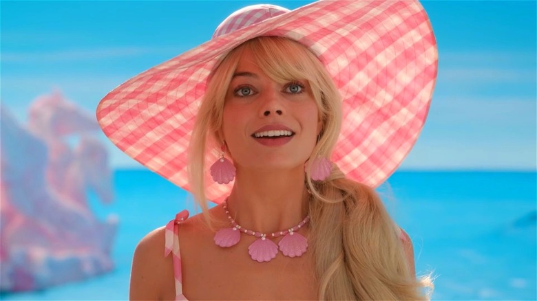 Barbie wearing pink sunhat