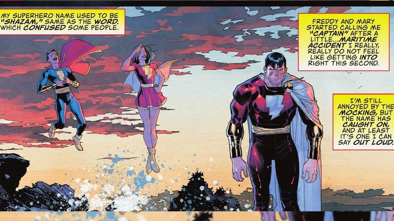 Shazam Jr. and Mary Marvel laughing at Billy