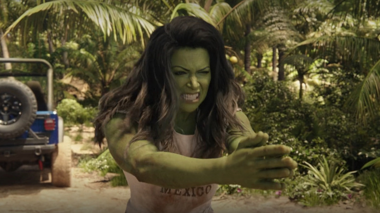She-Hulk slapping hands grunting