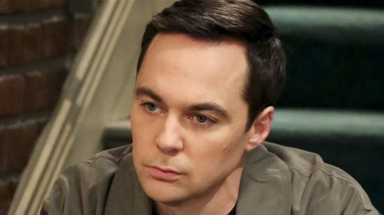 Sheldon sits on the stairs in The Big Bang Theory