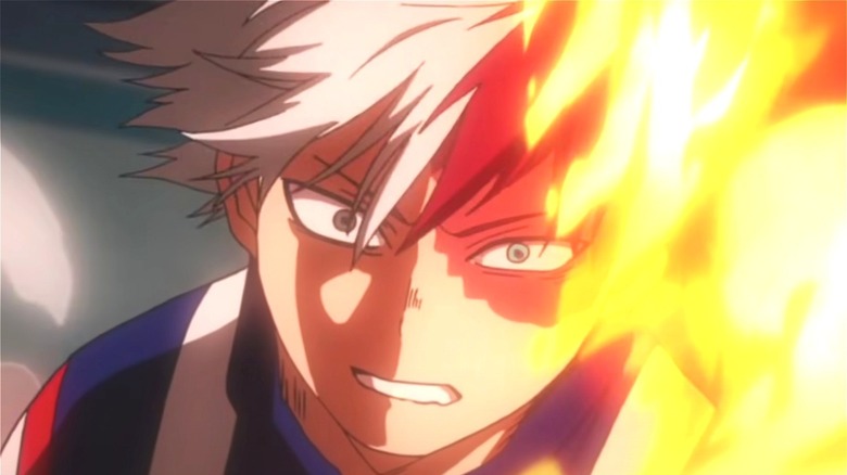 Shoto Todoroki using flame quirk