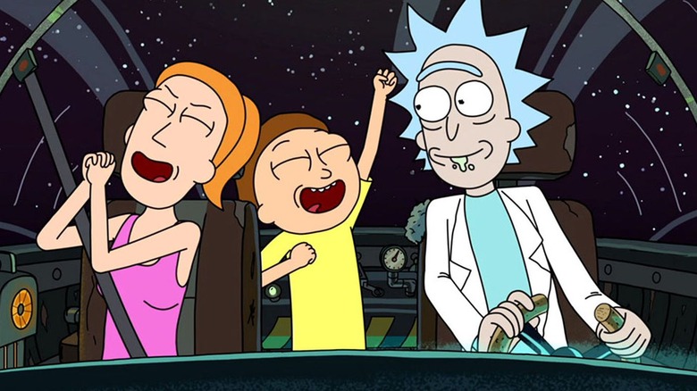 Rick, Morty, and Summer singing