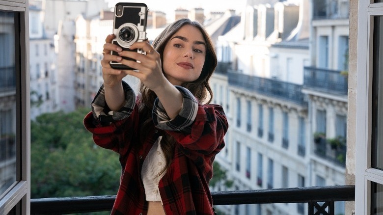 Emily takes selfie in Paris