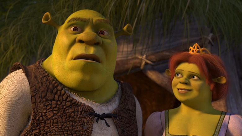 Shrek looking confused by Fiona 