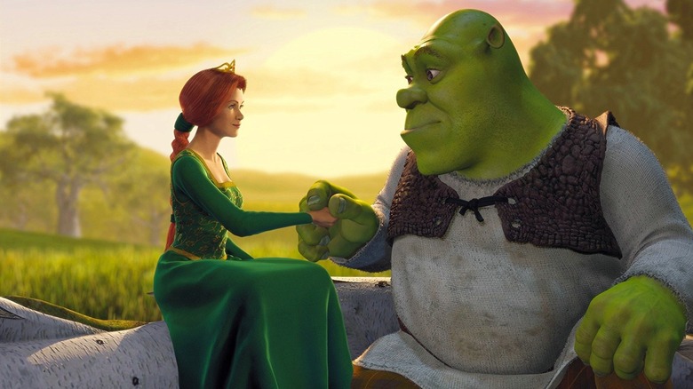 Fiona and Shrek holding hands in "Shrek" (2001)