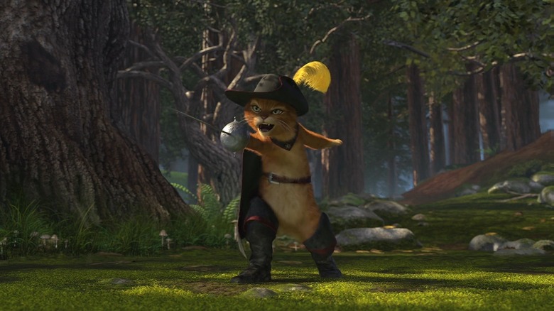 Puss in Boots unleashing his sword in "Shrek 2" (2004)