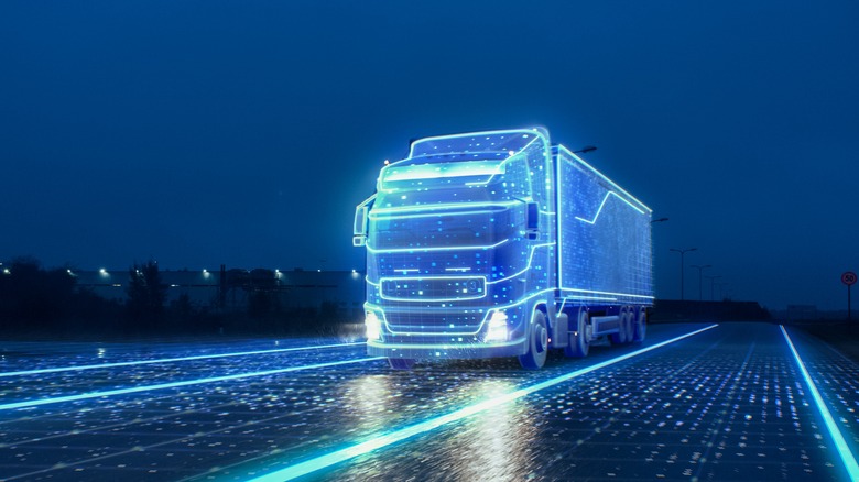 Artists' rendering of a self-driving long-haul truck