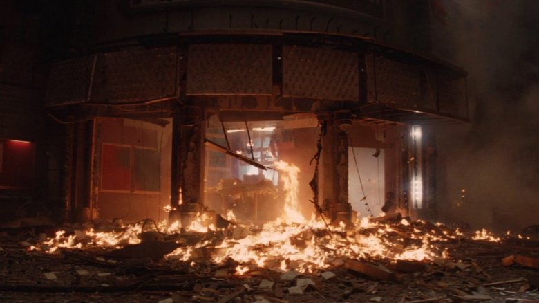 The theater burned down in Inglourious Basterds