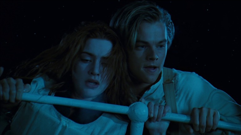 Jack and Rose on top of sinking Titanic
