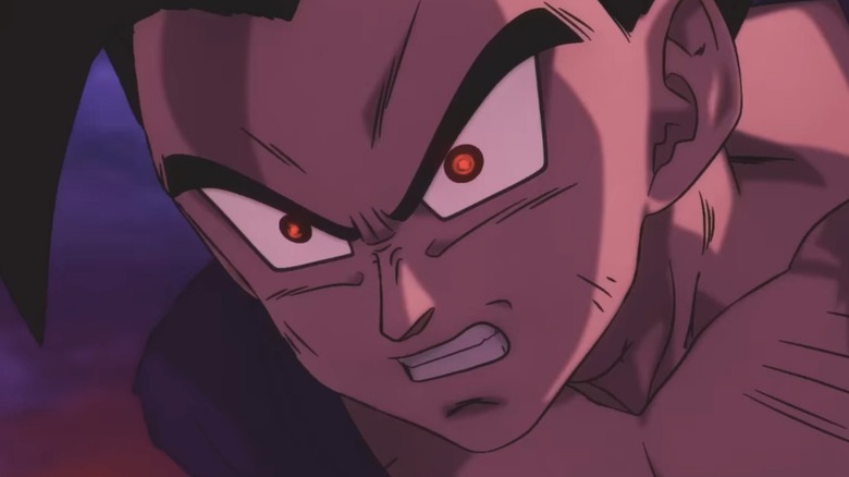 Gohan's eyes glow red